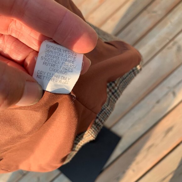 Vintage 70s Tweed Plaid Faux Suede Elbow Patch 3 Button Blazer Jacket Sport Coat - Picture 11 of 15